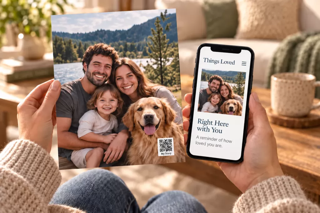 smartphone showing keepsake story